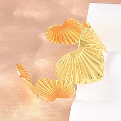 真鍮製カフバングル  女性用ハート型バングル  カドミウムフリー＆鉛フリー  長持ちメッキ  ラックめっき  18KGP本金メッキ  内径：2.28インチ（5.8cm）&nbsp;KK-A305-01G
