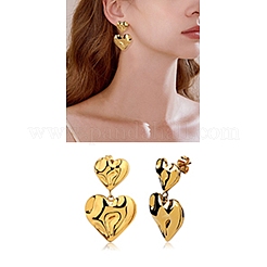 304 Stainless Steel Hammered Heart Dangle Stud Earrings&nbsp;JE1119A