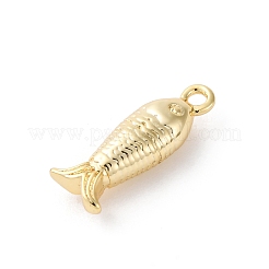 真鍮製チャーム  カドミウムフリー＆ニッケルフリー＆鉛フリー  魚  18KGP本金メッキ  14.5x5.5x4mm  穴：1.4mm&nbsp;KK-V016-14G