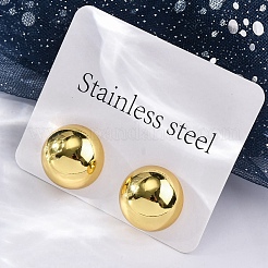 半円形 304 ステンレススチール スタッド イヤリング  ゴールドカラー  18mm&nbsp;EJEW-A125-80E-G