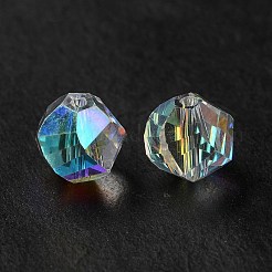 ガラス k9 ガラス  模造オーストリアクリスタルビーズ  多面カット  ナゲット  クリアAB  6x6mm  穴：1mm&nbsp;GLAA-H024-11A