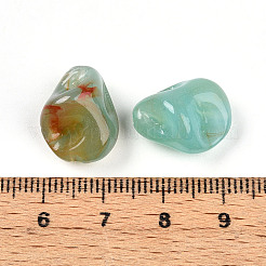透明なアクリルビーズ  ナゲット  ツートン  ライトシーグリーン  16.5x13x10mm  穴：1.6mm  約18個/20g&nbsp;X1-TACR-T028-44G