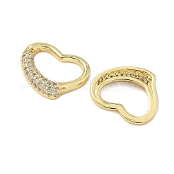 Brass Micro Pave Clear Cubic Zirconia Love Heart Linking Rings&nbsp;KK-Z120-18G