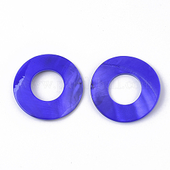 塗装淡水シェルペンダントスプレー  ドーナツ  モーブ  50x3mm  穴：23.5mm&nbsp;SHEL-S276-56B-04