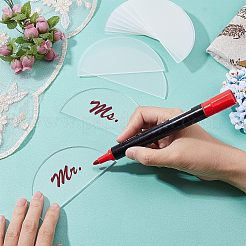 24枚のアクリルの結婚式の場所カード  結婚式のための  パーティー  DIYブランク半円アクリルテーブル番号ウィッシュサイン  透明  51x102x2.5mm&nbsp;AJEW-FG0002-07