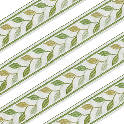 12.5mのヴィンテージジャカードポリエステルリボン  刺繍入りの織りリボン  葉  グリーン  1-3/8インチ（36mm）  約13.67ヤード（12.5m）/セット&nbsp;OCOR-CY0003-83A