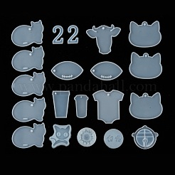 運袋-DIYシリコンモールド  レジン型  UVレジン用  エポキシ樹脂ジュエリー作り  混合図形  ホワイト  22~170x15~82x4~33.5mm  穴：8mm  内径：10~79mm&nbsp;DIY-MSMC001-11