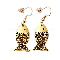 魚合金ダングルイヤリング  アンティーク黄金  40x13.5mm&nbsp;EJEW-C167-01AG