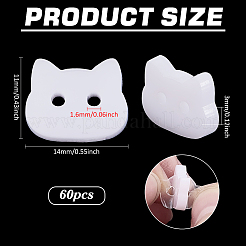 アクリルボタン60個  2穴  猫の形  11x14x3mm  穴：1.6mm&nbsp;BUTT-PH0001-59C-01