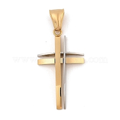 変色しにくい304ステンレススチールペンダント  クロス  ミックスカラー  36x20x4mm  穴：10x4mm&nbsp;STAS-H360-06-1