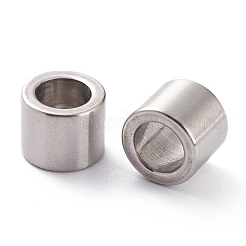 変色しない201ステンレススチールビーズ  コラム  マットなスタイル  ステンレス鋼色  10x8mm  穴：6.5mm&nbsp;LS-STAS-O139-01P