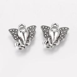 合金のチベット風チャーム  象  カドミウムフリー＆鉛フリー  アンティークシルバー  16x15x4mm  穴：1mm&nbsp;X-TIBEP-E102-AS