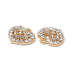 合金ラインストーンペンダント  ゴールドカラー  ハートチャーム  クリスタル  17x17x4mm  穴：2mm&nbsp;ALRI-K049-14C