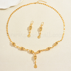 Vintage Brass Hollow Lantern Y-shaped Necklace & Earrings Set for Women&nbsp;RY0432