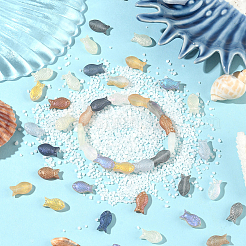 9色のフロストガラスビーズ連売り90個  魚  ミックスカラー  15x8.1x5mm  穴：0.9~1mm  10個/カラー&nbsp;GLAA-SC0002-86