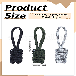 12Pcs 3 Styles Nylon & Polyester Braided Replacement Zipper Puller Tabs&nbsp;FIND-LP0007-33