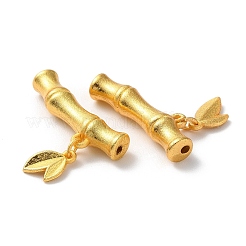 めっき合金ビーズラック  カドミウムフリー＆鉛フリー  竹と葉っぱ  マットゴールドカラー  19x25x5.5mm  穴：1.4mm&nbsp;PALLOY-F303-07MG