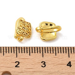 ラックメッキ真鍮台形フッククラスプ  ブレスレットジュエリー作りに  長持ちメッキ  鉛フリー＆カドミウムフリー  ミックスカラー  9.5x8x5.5mm  穴：1.6mm  ピン：1.1x1.1mm&nbsp;KK-F866-02