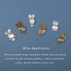 DIYのペンダント作り  鉄キーホルダーのパーツ  透明なガラスのカボションとチベット風の合金のペンダントカボションのセッティング  フクロウ  ミックスカラー  16.5x8.5x1.6cm&nbsp;PH-DIY-G005-42