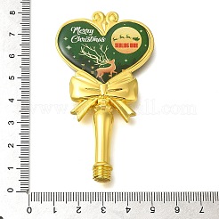 クリスマス鹿プリントの真鍮と樹脂のワックススタンプハンドル  ワックスシーリングスタンプ用  ハート形  ゴールドカラー  シーグリーン  77x42x8.5mm&nbsp;AJEW-A058-02A