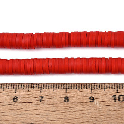 手作り樹脂粘土ビーズ連売り  ジュエリー工芸用品のDIY用  ヒシビーズ  ディスク/フラットラウンド  レッド  6x0.5~1mm  穴：1.8mm  約290~320個/連  15.75インチ〜16.14インチ（40~41cm）&nbsp;CLAY-R089-6mm-038