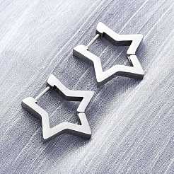変色しにくい304ステンレススチール製スターハギーフープピアス  ステンレス鋼色  20x21x3mm  ピン：1mm&nbsp;STAS-H156-05P