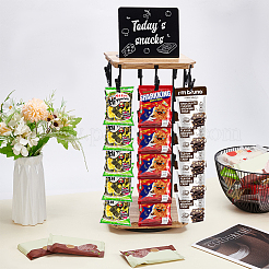 Platane Wood with Iron Chip Rack Snack Organizer Holder with Message Board&nbsp;ODIS-WH0038-236
