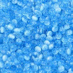 ドローベンチスタイルのキャットアイビーズ  ラウンド  ディープスカイブルー  4mm  穴：1mm  約7500個/ポンド&nbsp;CE-T003-02A-03