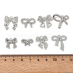 クリスタル ラインストーン ペンダント付き合金  ちょう結びのチャーム  プラチナ  9.5~22x15~22x2.5~4mm  穴：1.4~2mm&nbsp;AL-CBAF9DF-04