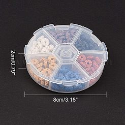 天然溶岩岩ビーズ連売り  染め  フラットラウンド  ミックスカラー  8~8.5x3~4mm  穴：2mm  6色  30個/カラー  180個/箱&nbsp;G-NB0001-57