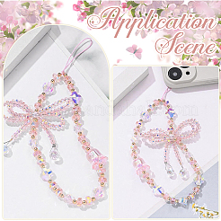 1Pc Bowknot Synthetic Quartz Bead Mobile Straps&nbsp;AJEW-BM0001-48A