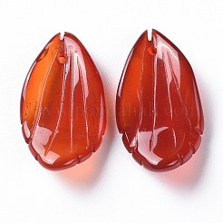 ナチュラルカーネリアン/レッドメノウペンダント  花びら  染め＆加熱  21x11x4mm  穴：0.8mm&nbsp;G-F697-C03