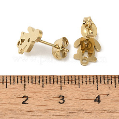 イオンプレーティング（IP）304ステンレススチールスタッドピアス金具  人間  ゴールドカラー  12x7.5mm  穴：1.2mm  ピン：0.7x11mm&nbsp;STAS-I206-62G
