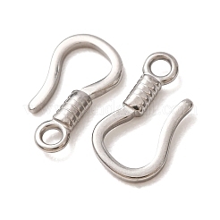 304ステンレススチールSフック留め具  ジュエリー製作用のコネクターチャーム  ステンレス鋼色  14x7.5x2mm  穴：1.8mm&nbsp;SA-CBA7A40-04P-A