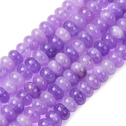 天然石ホワイトジェイドビーズ連売り  染め  滑らかなロンデル  紫色のメディア  8x5mm  穴：1mm  約73~76個/連  14.57~15.16''（37~38.5センチメートル）&nbsp;X-G-E507-01-11
