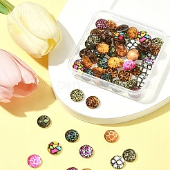 60Pcs Animal Skin Printed Glass Cabochons&nbsp;GGLA-FS0001-15