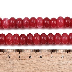 染め加工天然石ホワイトジェイドビーズ連売り  ロンデル  ファイヤーブリック  10x6mm  穴：1.2mm  約63個/連  14.88''（37.8センチメートル）&nbsp;G-G107-A43-01