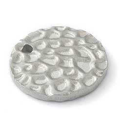 変色しない304ステンレススチールチャーム  テクスチャ  フラットラウンド  ステンレス鋼色  11.5x1.3mm  穴：1.2mm&nbsp;STAS-O145-12P