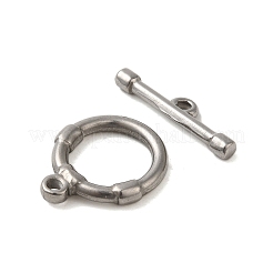 変色しない304ステンレススチールのトグル留め具  リング  ステンレス鋼色  リング：20x17x3mm  穴：2mm  バー：6x22.5x3mm  穴：1.8mm&nbsp;STAS-Q324-11P