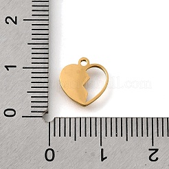 304ステンレススチールチャーム  ハートチャーム  レーザー切断  18KGP本金メッキ  10x9.5x1mm  穴：1.2mm&nbsp;STAS-S178-02G