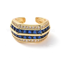 Cubic Zirconia Multi Lines Open Cuff Ring&nbsp;RJEW-P035-08G-07