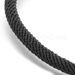 コットンコードブレスレット  真鍮のパーツと  ゴールドカラー  ダークスレートグレー  8-1/2インチ（21.5cm）〜9インチ（23cm）&nbsp;BJEW-F360-B34