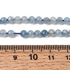 天然石アクアマリンビーズ連売り  多面カット  ラウンド  4mm  穴：0.5mm  約96個/連  15.7インチ（40cm）&nbsp;G-F509-10-4mm