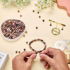 100個の天然珪化木ラウンドビーズ、強力な伸縮性のあるビーズ弾性糸付き  8mm  穴：1mm&nbsp;G-SZ0002-28