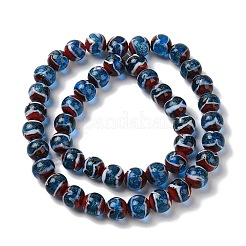 手作りランプワークビーズ連売り  ラウンド  スチールブルー  12mm  穴：1.8mm  約42~45個/連  18.50''~20.87''（47~53センチメートル）&nbsp;LAMP-P062-02C