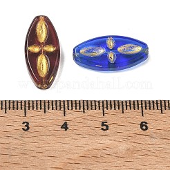 透明ガラスビーズ  ゴールドライン入り  オーバル  ミックスカラー  19.5~20x9~9.5x4~4.3mm  穴：1.3mm&nbsp;GL-CBA7B2B-01