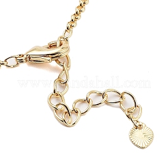 Rack Plating Brass Pave Cubic Zirconia Flat Round & Rectangle Link Necklaces for Women&nbsp;NJEW-B109-01G-03