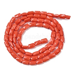 オペークガラスビーズ連売り  長方形  多面カット  トマト  7x4.5x3.5mm  穴：0.9mm  約79~80個/連  21.65''~22.24''（55~56.5センチメートル）&nbsp;GLAA-Z018-D23