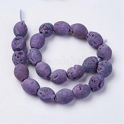Electroplated Natural Druzy Geode Agate Bead Strands&nbsp;G-P251-E03