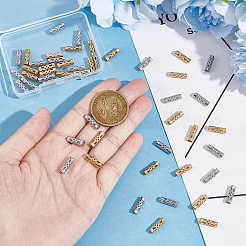 50個2スタイル304ステンレススチールチューブビーズ  中空  ゴールデン·ステンレス鋼色  12x4mm  穴：3mm&nbsp;STAS-UN0049-27